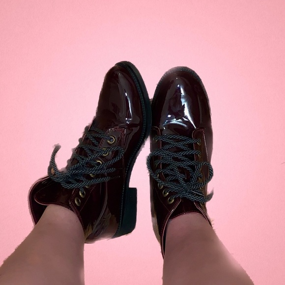 BERGUNDY COMBAT BOOTS - Picture 1 of 3